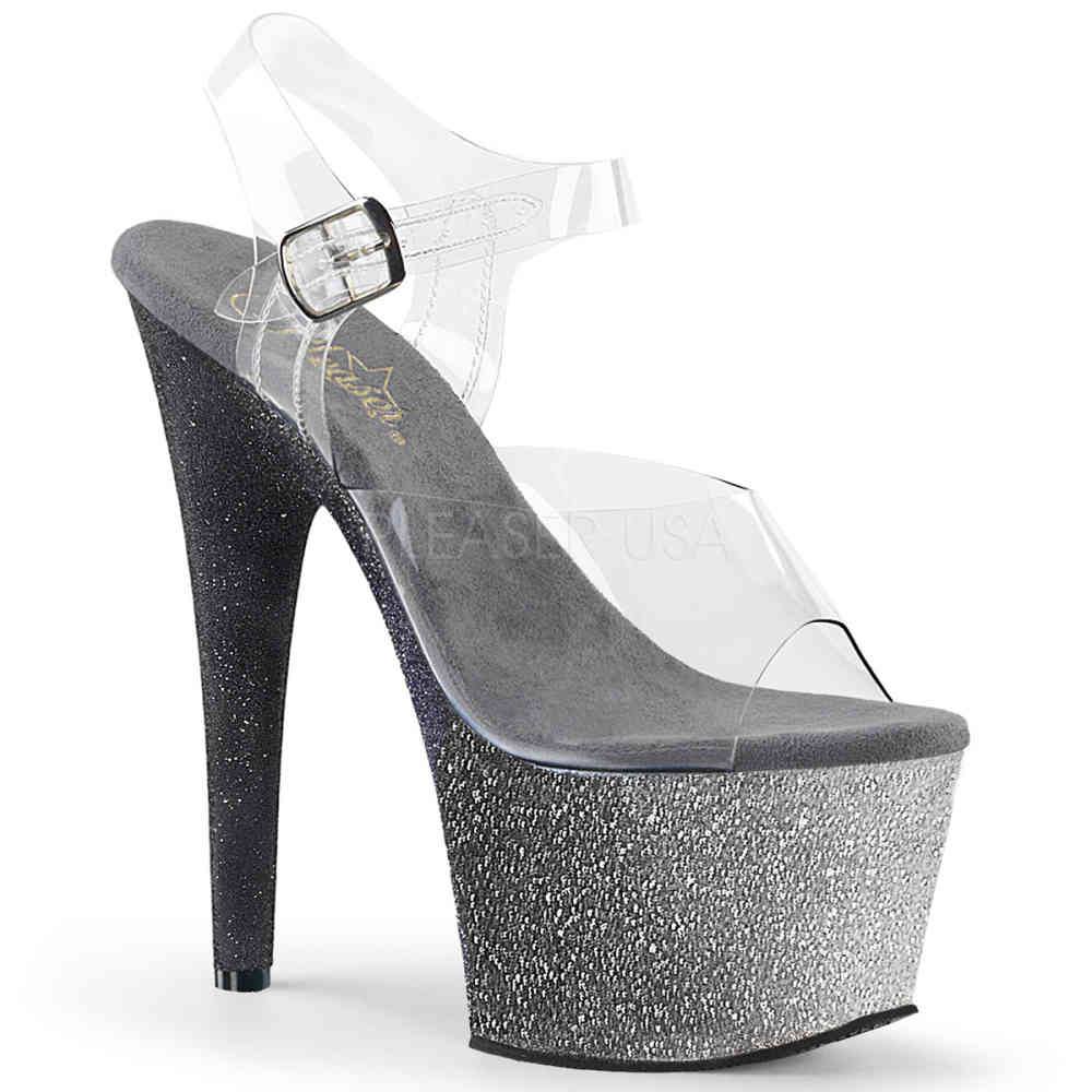 Pleaser - ADORE708OMBRE Sandale à bride à la cheville, Pole dance chaussures - Chaussures de pole dance - Gris/Noir Product image